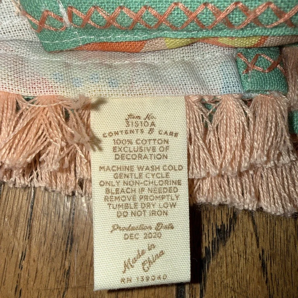 Matilda Jane Butterfly Kitchen Hand Towel Cotton Peach Colored Fringe Hem